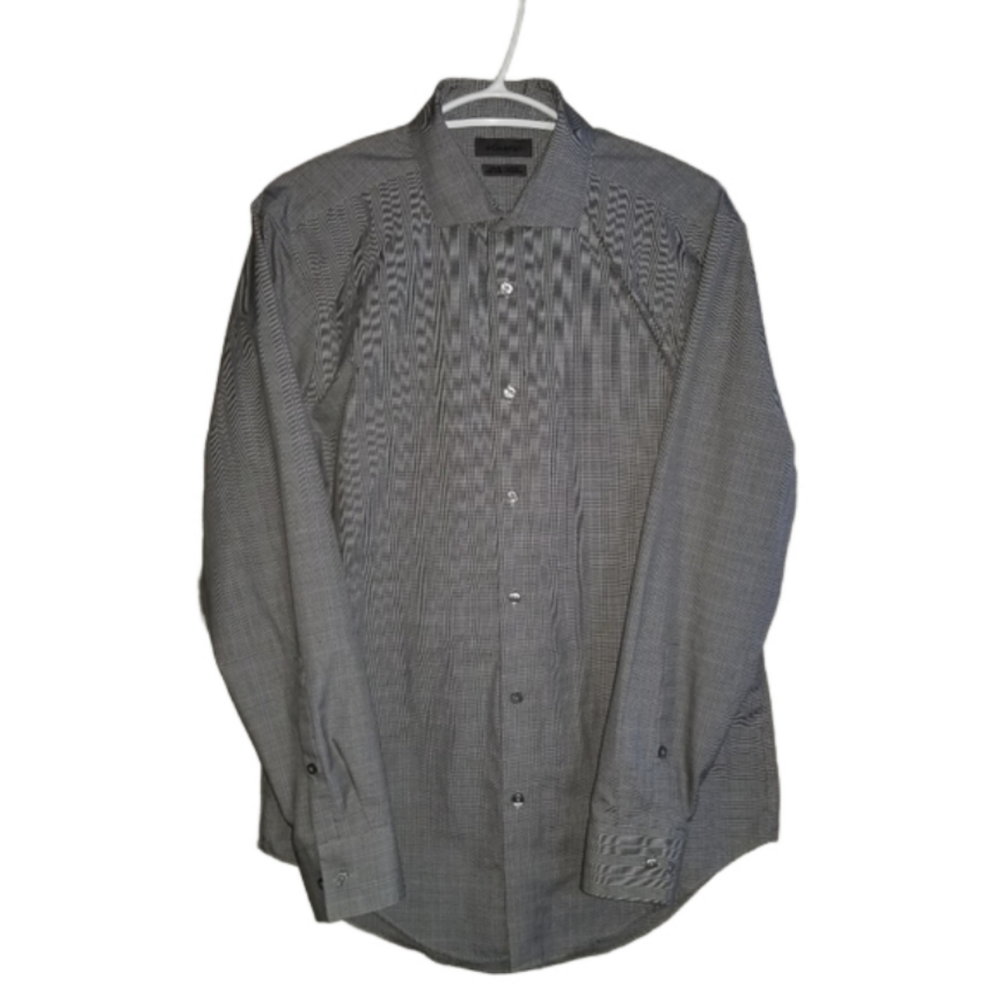 Calvin Klein Long Sleeve Button Up Shirt Houndstooth Label Reads Size 15.5 32/33